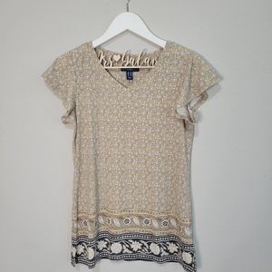 {3/$20} Isaac Mizrahi Tan and Grey Print Tee